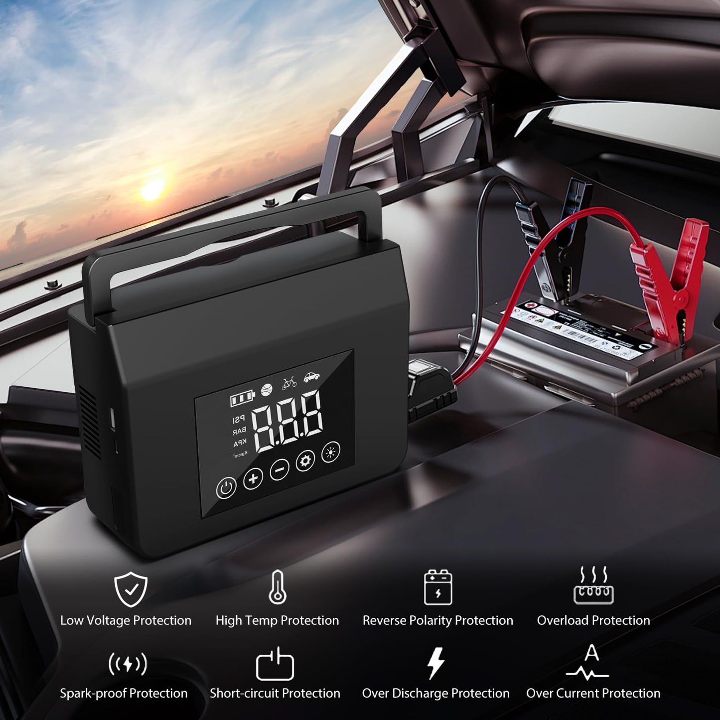 Portable Car Jump Starter with Air Compressor