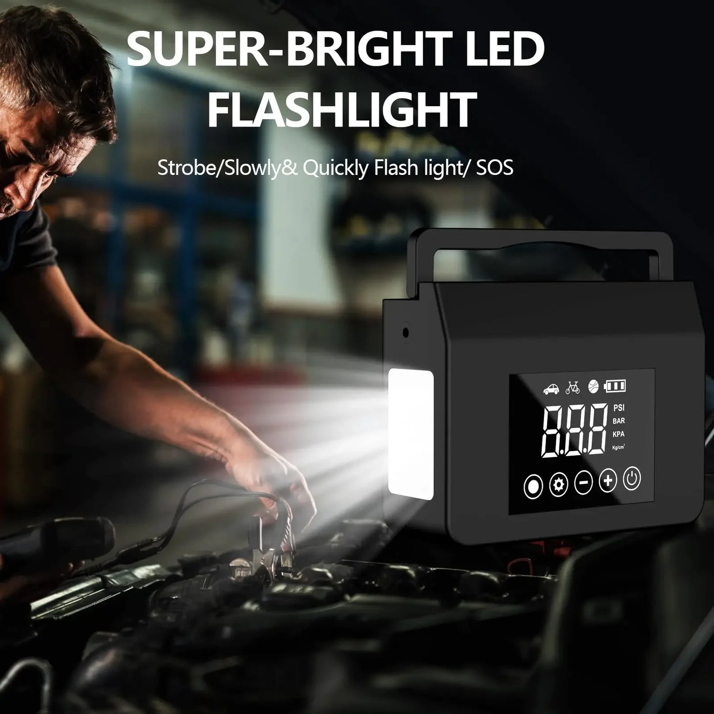 Portable Car Jump Starter with Air Compressor